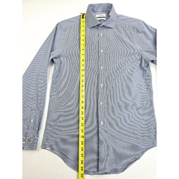 Calvin Klein Slim Fit Size 15 32-33 Blue White Check Performance Non Iron Shirt - Picture 11 of 12